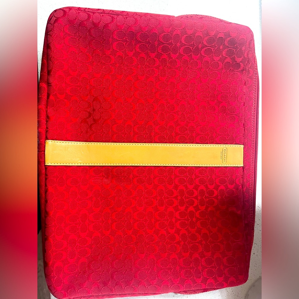 Red Coach Laptop Case EUC